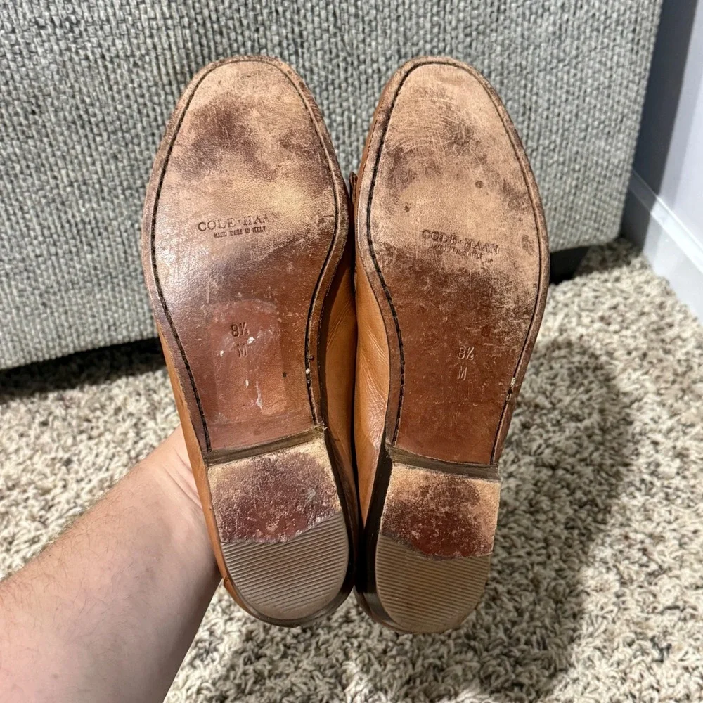 Cole Haan Men's 8.5 M Brown Leather Woven Kiltie Tassel Loafers Made in Italy